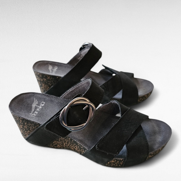Dansko | Shoes | Dansko Susie Milled Nubuck Black Wedge  Dansko Susie Milled Black Nubuck Wedge Sandals Size US 5.5 - 6